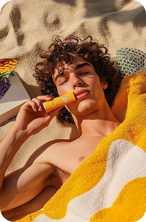 Person applying sunscreen